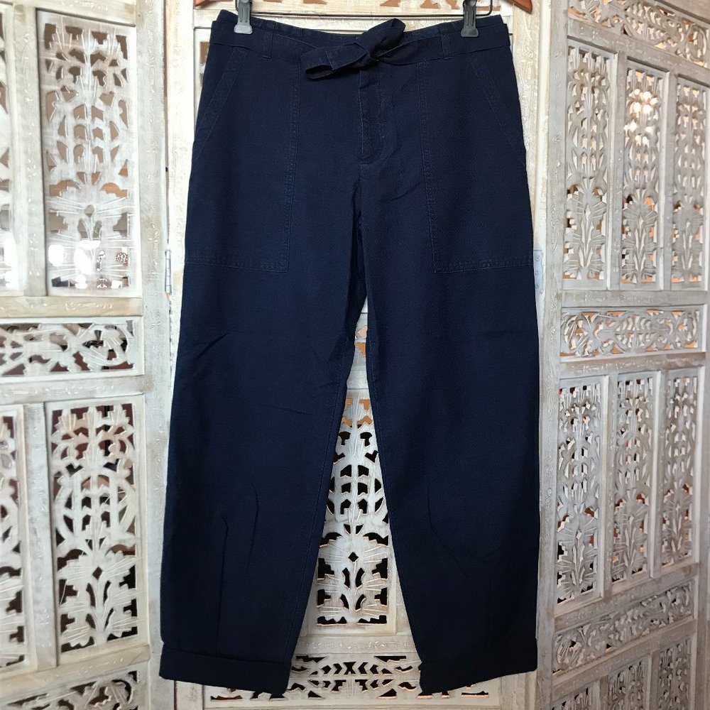 NWT Mih Jeans Cotton Cuffed Tie Waist Crop Pants S